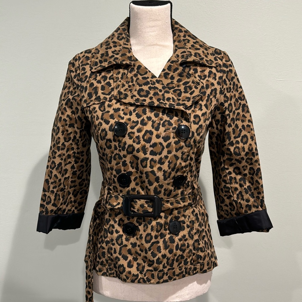 H&M Trench Rain Jacket, Cheetah Brown Career, size 4